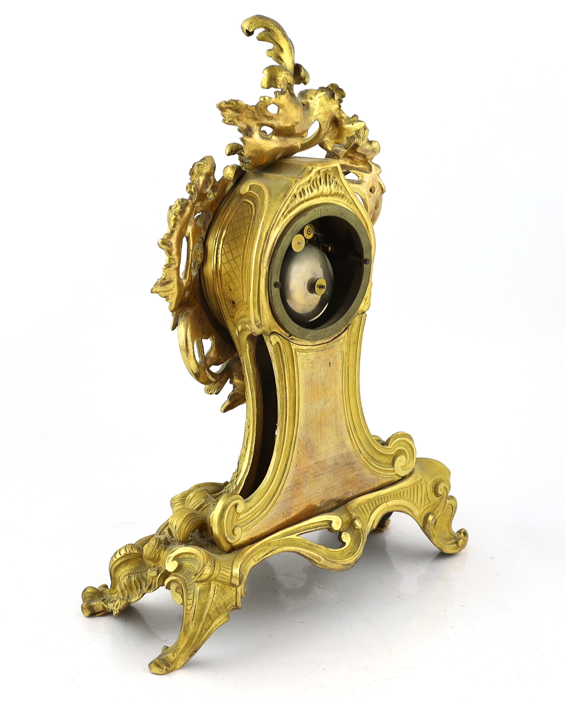 A 19th century French ormolu mantel clock, 32cm wide, 16cm deep, 44cm high